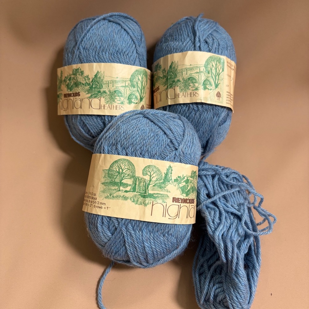 Reynolds Highland Heathers Blue Wool Yarn 476 Lot 148 3+ Skeins 8.2oz Total
